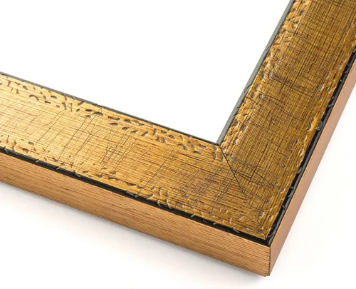 Vista 3 de Marco de madera maciza rústica dorada de 7 x 7 pulgadas, moldeado de 1.25 pulgadas de ancho, colección Rustique Gold, plexiglás acrílico UV