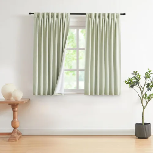 Vista 62 de Vision Home Cortinas marrones con pliegues pinzados, opacas completas, cortinas de ventana de lino mezclado para oscurecer la habitación, cortinas