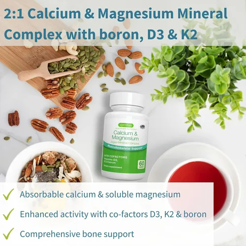 Vista 3 de Paquete vegano de Omega-3 + complejo de calcio y magnesio, aceite de algas sostenible EPA y DHA de 1340 mg + complejo mineral de algas a base