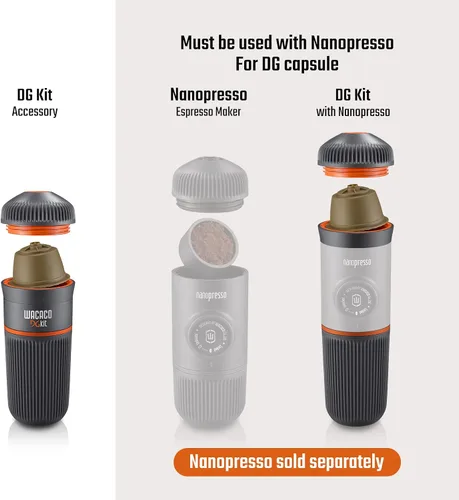 Vista 2 de WACACO Kit DG, accesorio para Nanopresso compatible con cápsulas de café DG, perfecto para viajes, camping u oficina