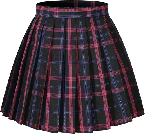 Vista 33 de Faldas plisadas a cuadros de cintura alta para mujeres y niñas, talla grande, uniforme escolar, mini disfraces de cosplay