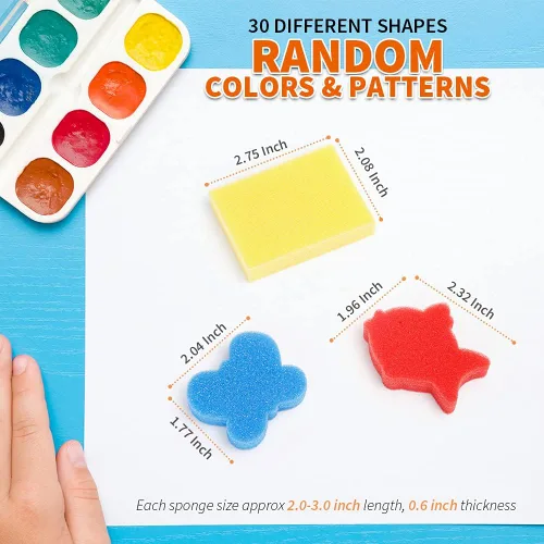 Vista 2 de LEOBRO 30 esponjas para pintar, aplicadores de pintura de esponja de forma, esponjas de pintura para manualidades, sellos de esponja de espuma
