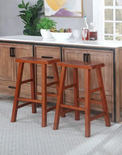 Vista 2 de eHemco Taburetes de madera maciza de alta resistencia, para encimera de cocina, 29 pulgadas, roble oscuro, juego de 2