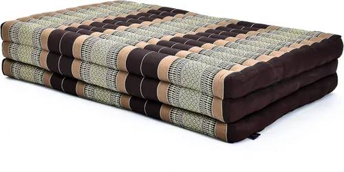 Vista 10 de Leewadee - Colchón tailandés plegable grande, 82 x 46 x 3 pulgadas, cama de invitados, cama triple plegable, cojín de masaje tailandés TV asiento