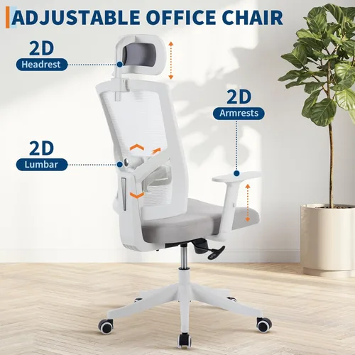 Vista 6 de Ergonomic Office Chair with Headrest, High Back Mesh Desk Chair with Flip-Up Arms, Adjustable Lumbar Support & Recline for Home Office and Gaming