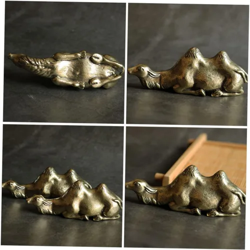 Vista 9 de NOLITOY 3 soportes para bolígrafos de camello, escultura de riqueza animal de escritorio, pequeña figura de camello, figura china de Fengshui