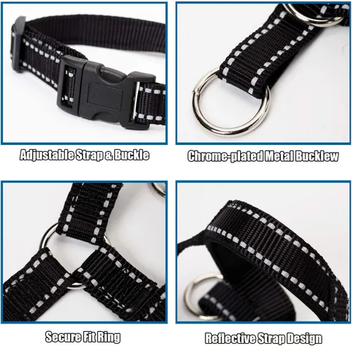 Vista 7 de Collar de cabeza de perro con tela reflectante, arnés ajustable para cabeza de perro para evitar tirones para perros pequeños, medianos y grandes