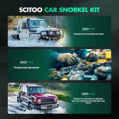 Vista 6 de SCITOO Kit de snorkel de repuesto compatible para Toyota Tacoma 2016-2021 con 3.5L V6 negro