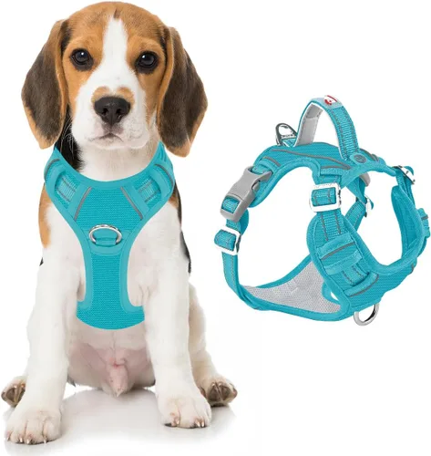 Vista 32 de BARKBAY Arnés Oxford sin tirones para perro con bolsillo para etiqueta de identificación, resistente, reflectante, fácil control para perros grandes