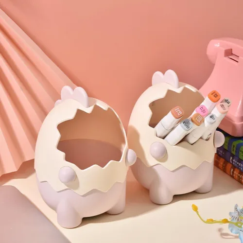 Vista 3 de Holibanna Organizador de escritorio Kawaii para bolígrafos, brochas de maquillaje y papelería, contenedor de almacenamiento de capacidad, 2