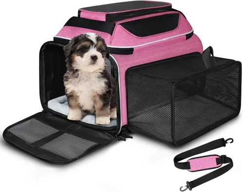 Vista 10 de Petskd Transportador de mascotas expandible superior y lateral de 17 x 11 x 9.5 pulgadas, aprobado por aerolíneas de Alaska, transportador de lados