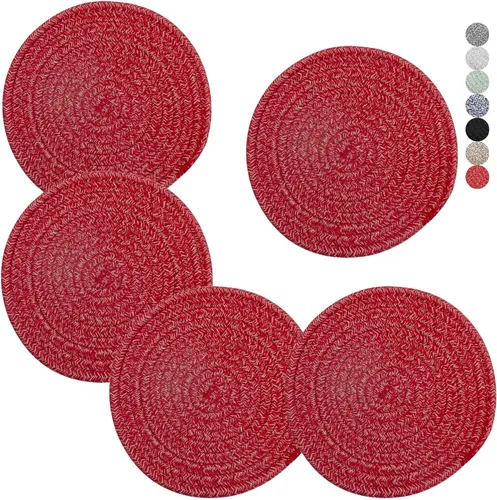 Vista 10 de Salvamanteles para platos calientes, ollas y sartenes, almohadillas calientes de 8 pulgadas, 5 piezas, soportes para ollas para cocina, tapete