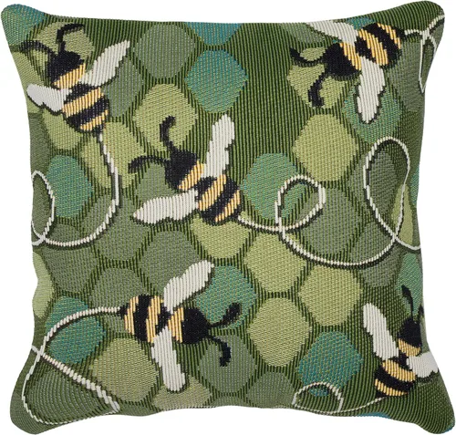 Vista 4 de Liora Manne Marina - Almohadas de fácil cuidado para interiores y exteriores, 12 x 18 pulgadas, color verde Verde Libre de Abejas