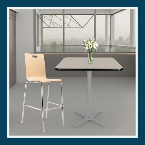 Vista 9 de OEF Furnishings Mesa de café – Base en X, 42 pulgadas de altura, parte superior cuadrada de 36 pulgadas, nebulosa gris/marco gris – Mesa de bistró
