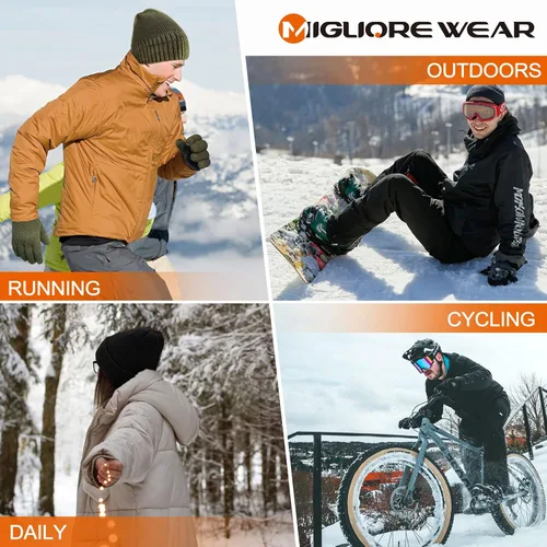 Vista 6 de MIG4U Gorro de invierno para hombre con forro térmico gorro de lana cálida para clima frío