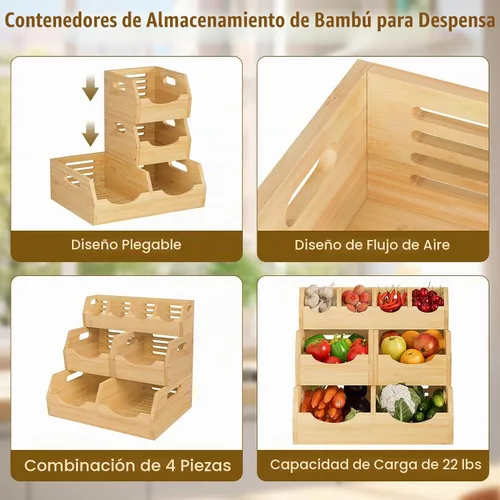 Vista 4 de Contenedor de almacenamiento para papas y cebollas, apilable