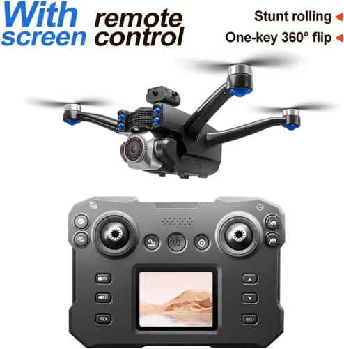 Vista 5 de Drone RC con control remoto de pantalla de pantalla, cámara dual 1080P, ajuste de velocidad, retención de altitud, despegue con una tecla, giros 3D