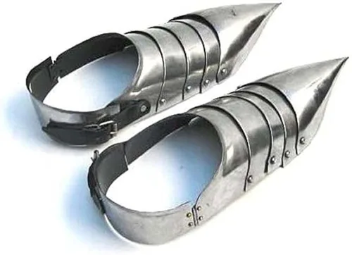 Vista 2 de AnNafi Zapatos medievales Sabaton de armadura de acero para hombre par de zapatos de armadura gótica réplica de zapatos antiguos usables
