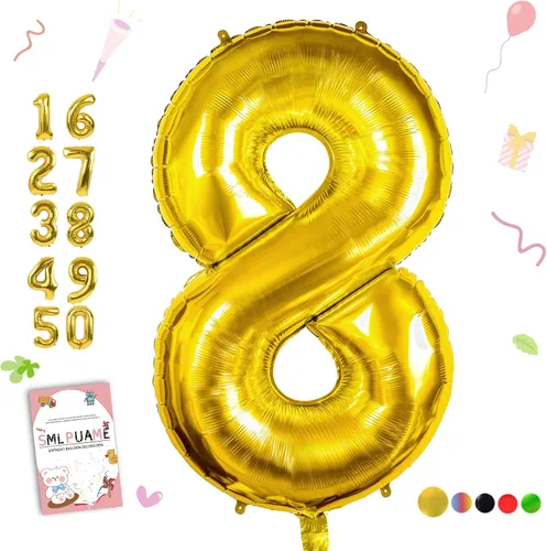 Vista 108 de Globos grandes de 40 pulgadas de números del 0 al 9, globos numéricos para decoración de fiesta de cumpleaños, globos de helio de aluminio