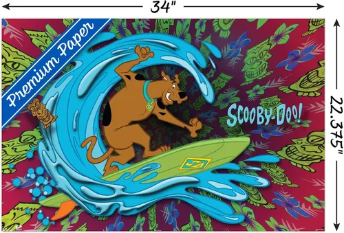 Vista 3 de Trends International Scooby-Doo - Póster de pared de surf, 22.375 x 34 pulgadas, versión premium sin marco