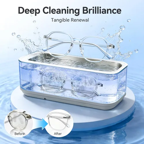 Vista 2 de Limpiador ultrasónico de joyería de 22.0 fl oz, máquina de limpieza ultrasónica de 49 KHz para joyas, anteojos, anillos, correa de reloj
