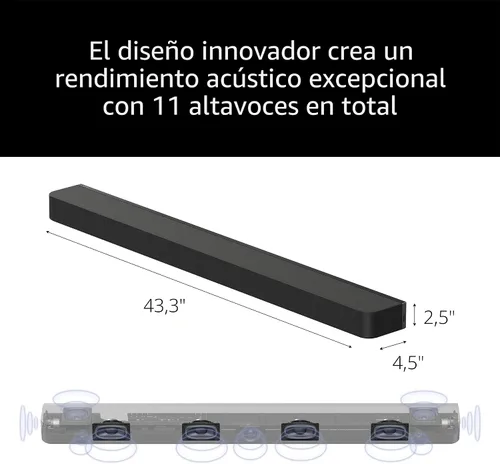Vista 4 de Sony BRAVIA Theater Bar 8 Barra de sonido de 11 altavoces (HT-A8000) con subwoofer inalámbrico SA-SW3 y altavoces traseros inalámbricos SA-RS8
