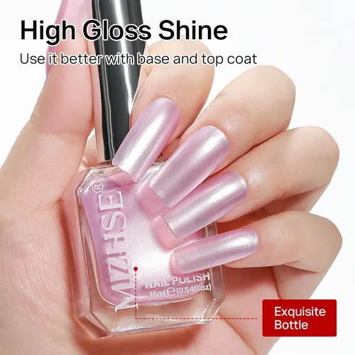 Vista 42 de MIZHSE Esmalte de uñas blanco perla de secado rápido, esmalte de uñas