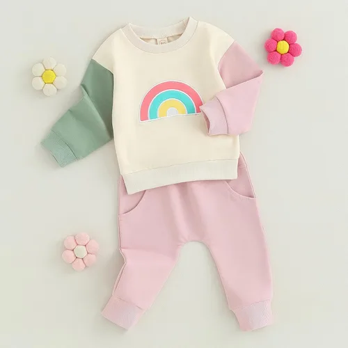 Vista 9 de Thorn Tree Ropa de bebé recién nacido, traje de algodón, lindo bebé y niño, ropa de juego de arcoíris