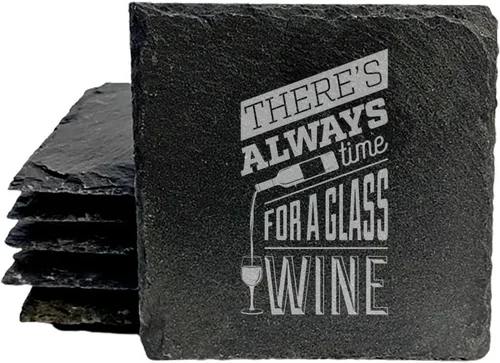 Vista 24 de Rustic Drinking Wine is My Hobby Slate Coasters Set of 8 – Round – USA Made Witty wine lover’s motto engraved on real slate coasters — “drinking