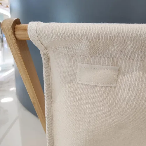 Vista 6 de Cesta de lavandería de madera de bambú con tapa plegable para ropa sucia, almacenamiento plegable para el hogar