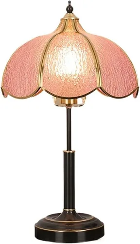 Vista 9 de Desk Lamp Vintage Glass Table Lamp Bedroom Study Living Room Brass Stained Nightstand Lamps Table Light(Green,Small)