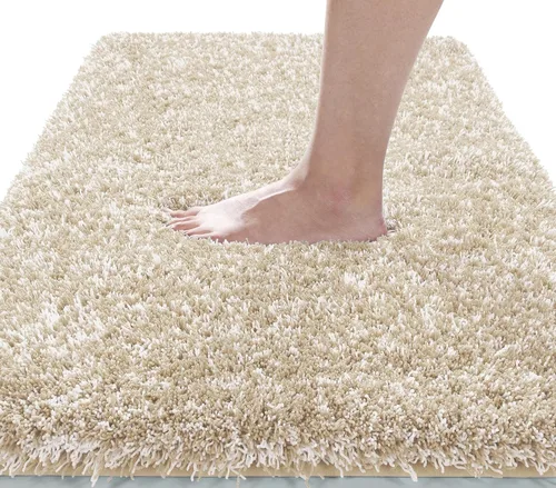 Vista 93 de Yimobra Alfombras de baño en negro y blanco antideslizantes lavables, tapetes de baño ultra suaves y absorbentes de agua, alfombra de ducha suave