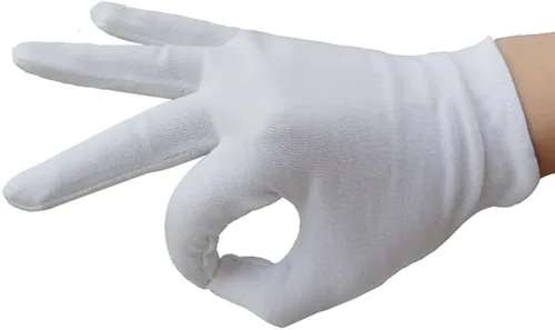 Vista 2 de lasenersm 12 unids/6 pares 8.27 pulgadas guantes de trabajo de algodón blanco talla única
