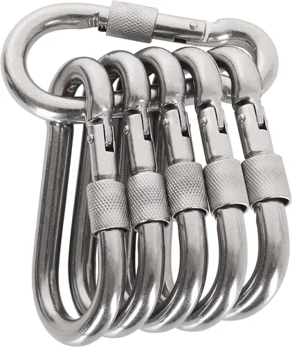 Vista 12 de Clips de mosquetón de bloqueo, gancho de resorte de acero inoxidable, mosquetón de bloqueo resistente, 304 de acero inoxidable de alta calidad