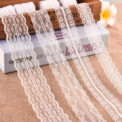 Vista 4 de FEPITO Cinta de encaje blanco de 39.6 yardas, 12 rollos de cinta de encaje surtido para coser y decoraciones festoneadas de boda nupcial