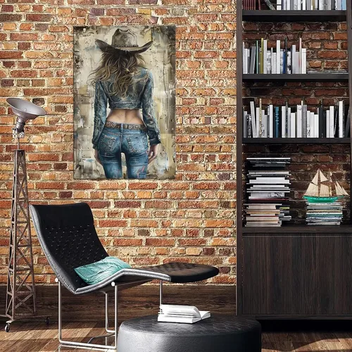 Vista 3 de Arte de pared de vaquero occidental Imágenes de mujeres vaquero Impresiones Póster de lienzo del suroeste Arte de decoración de pared occidental