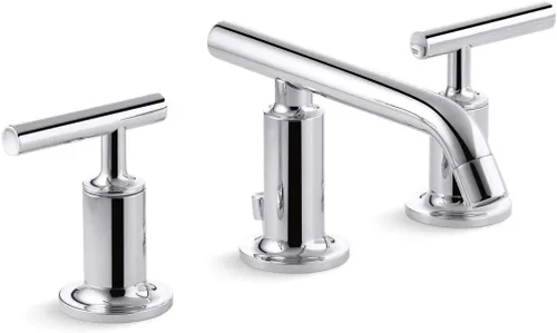 Vista 19 de KOHLER K-14408-4-AF Purist - Grifo para lavabo de baño, 3 agujeros, manijas de palanca alta generalizadas y boquilla de cuello de cisne alto, 1.2