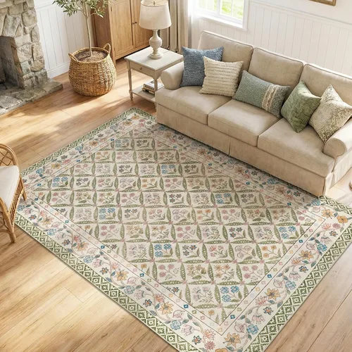 Vista 15 de jinchan Haden - Alfombra de entrada de 2 x 3 pulgadas, diseño floral vintage, lavable, suave, antideslizante, de pelo bajo, para puerta, cocina