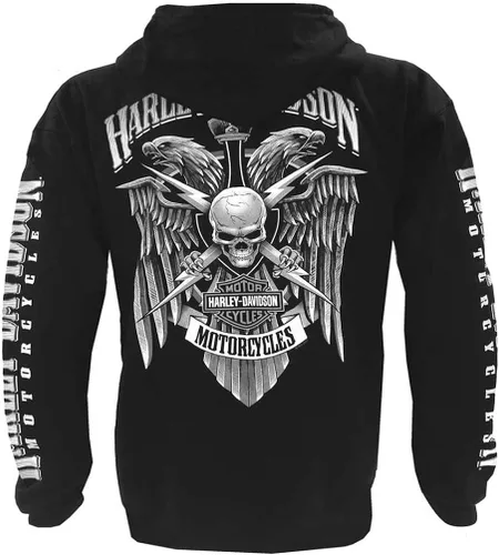 Vista 2 de HARLEY-DAVIDSON - Sudadera con capucha y cremallera completa para hombre color negro