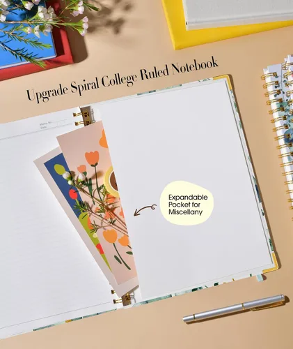 Vista 5 de Cuaderno estético en espiral para mujer, 200 páginas, cuadernos rayados de 8.5 x 11 pulgadas, diarios en espiral grandes de tapa dura A4 con papel