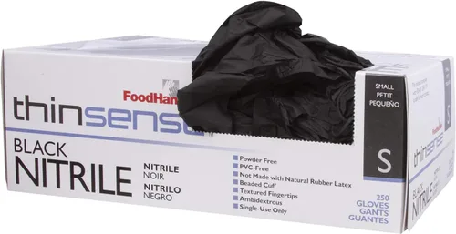 Vista 4 de FoodHandler 103-TS12-BLK FoodHandler thinsense nitrilo SM negro (paquete de 1000)