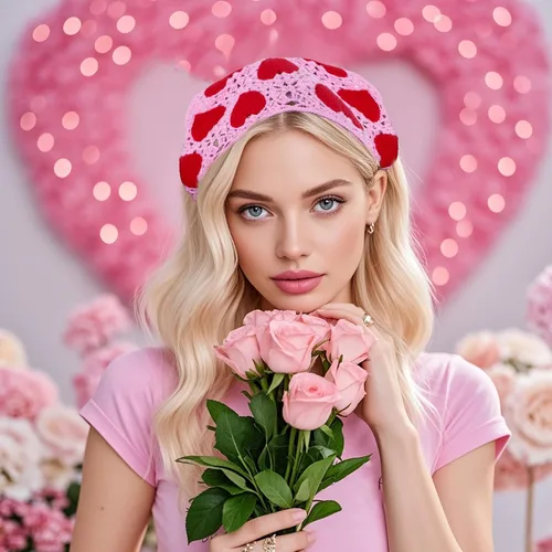 Vista 2 de hoyuwak Pañuelo para la cabeza de ganchillo, bandanas, diademas de corazón, bufanda, cubiertas para la cabeza, accesorios para el cabello rosa