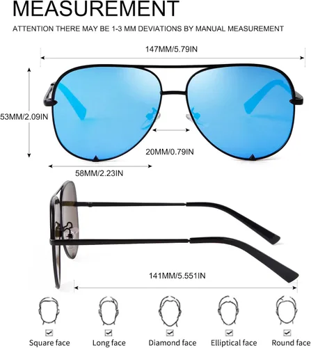 Vista 5 de ADE WU Gafas de sol estilo aviador retro de gran tamaño para mujer, clásicas, negras, doradas, de metal, vintage, grandes pilotos