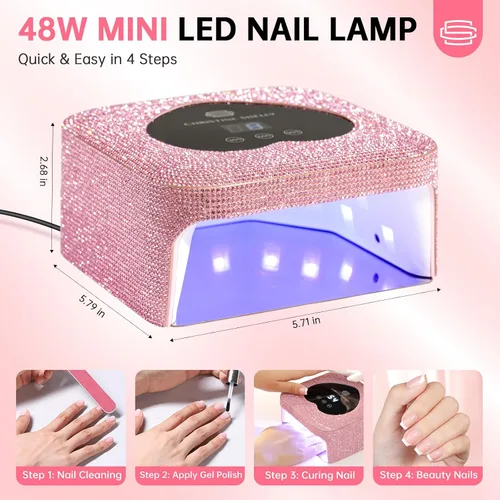 Vista 3 de Lámpara de uñas UV, luz UV para uñas de gel, lámpara de uñas de 48 W enchufable, mini lámpara de uñas con control táctil, sensor automático y 3