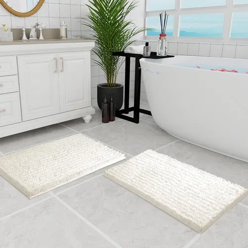 Vista 40 de Walensee Alfombra de baño antideslizante (32x20, azul oscuro) absorbente de agua, súper suave, felpilla peluda, lavable a máquina, se seca