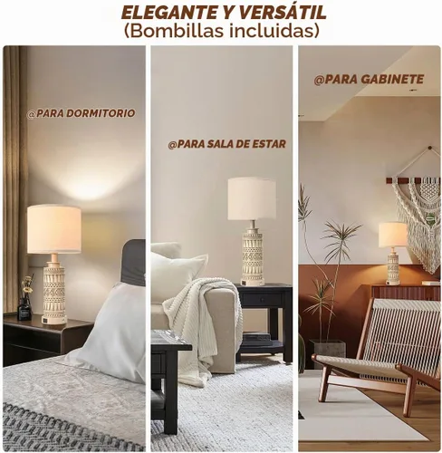 Vista 6 de Juego de 2 lámparas de mesa de 23 pulgadas para sala de estar Lámparas de mesita de noche con control táctil Lámpara de mesa regulable Lámparas