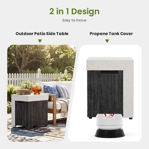 Vista 5 de COSIEST Mesa de tanque de propano para exteriores con diseño de grano de madera, mesa de tanque oculta exterior de 16 pulgadas, oculta el tanque