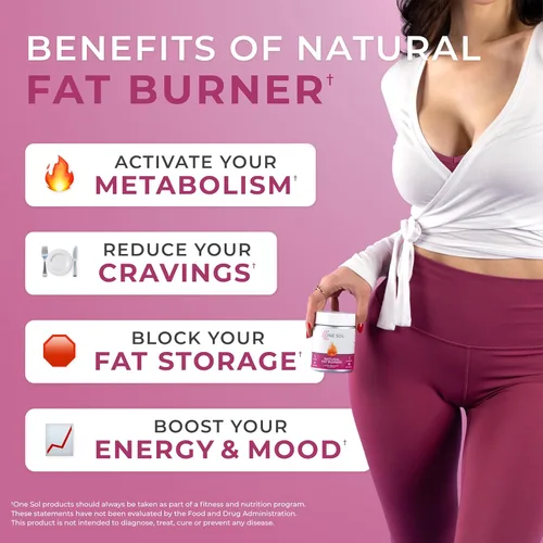 Vista 4 de One Sol Quemador de grasa para mujeres, potenciador natural del metabolismo, quema más calorías, aumenta la energía y el estado de ánimo, reduce