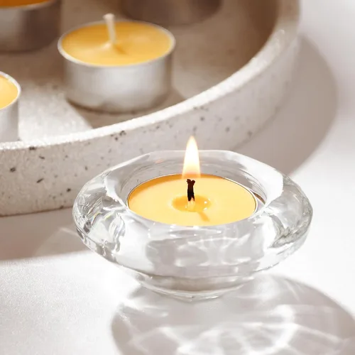 Vista 6 de Paquete de 9 velas de cera de abeja pura en vasos de aluminio, 4-5 horas de tiempo de combustión, mecha de algodón sin plomo, velas naturales sin