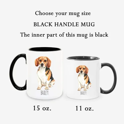 Vista 4 de Tazas de café personalizadas Beagle con nombre para mamá y papá de perro - Regalos personalizados para mejores amigos - Regalo para abuela y abuelo